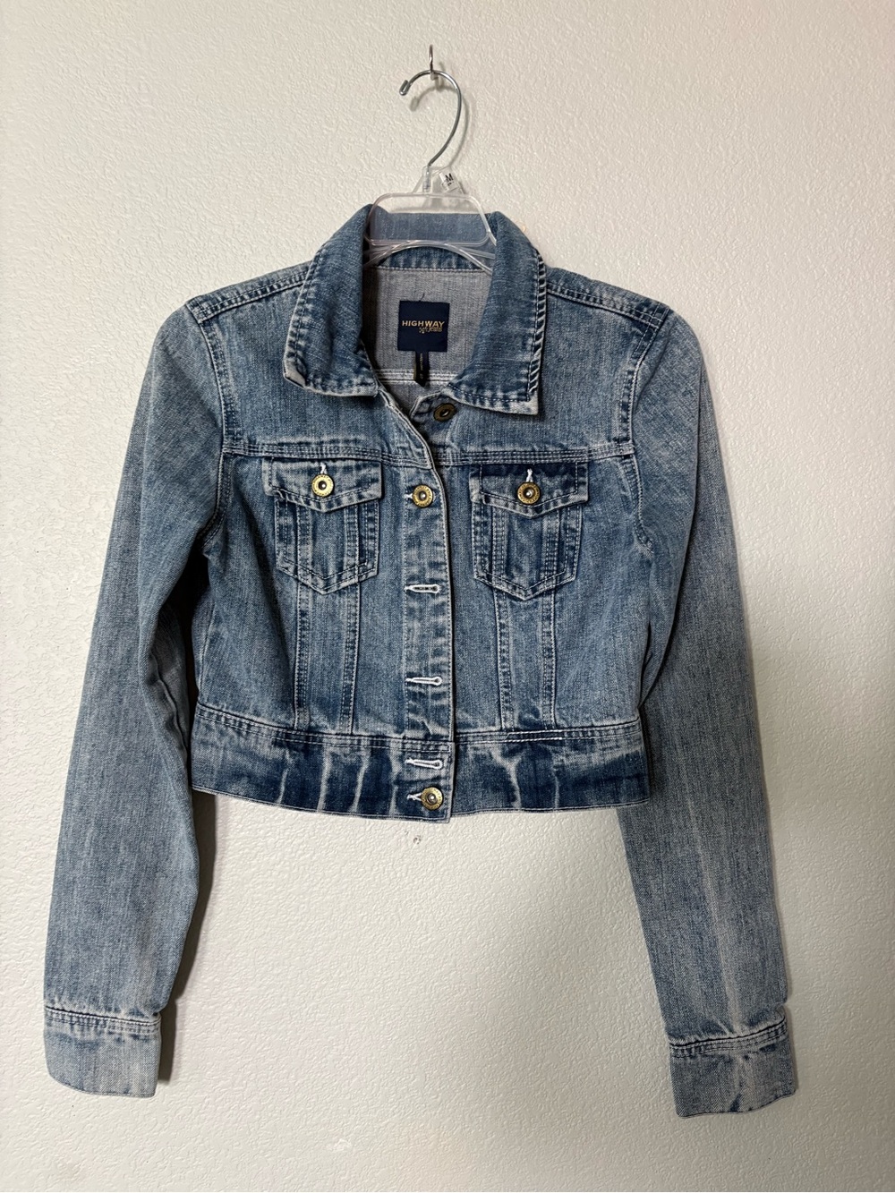 Highway Jeans Faded Light Blue Crop Denim Jacket Sz Small